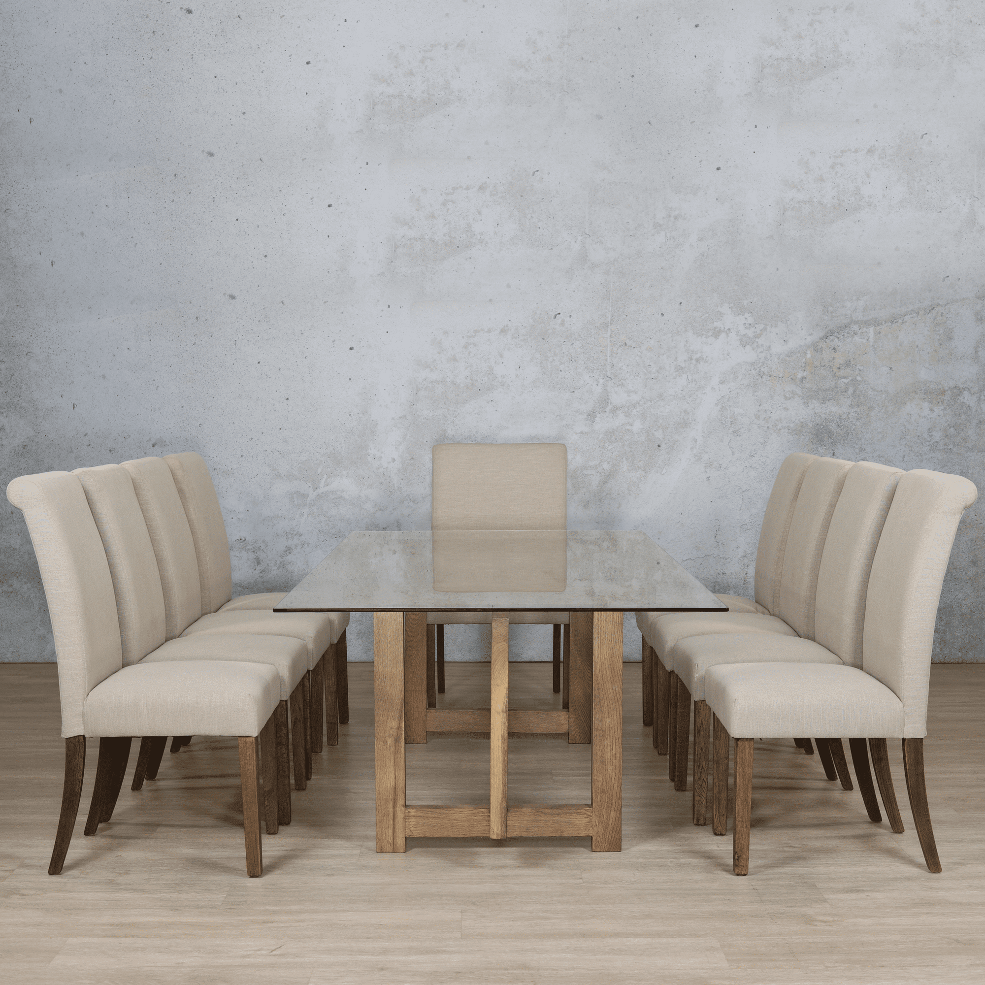 Bolton Glass Top & Baron 10 Seater Dining Set Dining room set Leather Gallery 