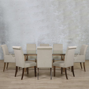 Bolton Glass Top & Baron 8 Seater Dining Set Dining room set Leather Gallery 
