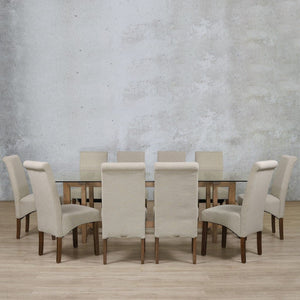 Bolton Glass Top & Windsor 10 Seater Dining Set Dining room set Leather Gallery 