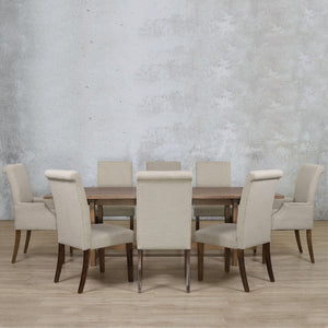 Bolton Wood Top & Baron 8 Seater Dining Set Dining room set Leather Gallery 