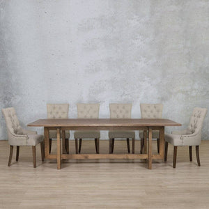 Bolton Wood Top & Duchess 10 Seater Dining Set Dining room set Leather Gallery Antique Dark Oak 