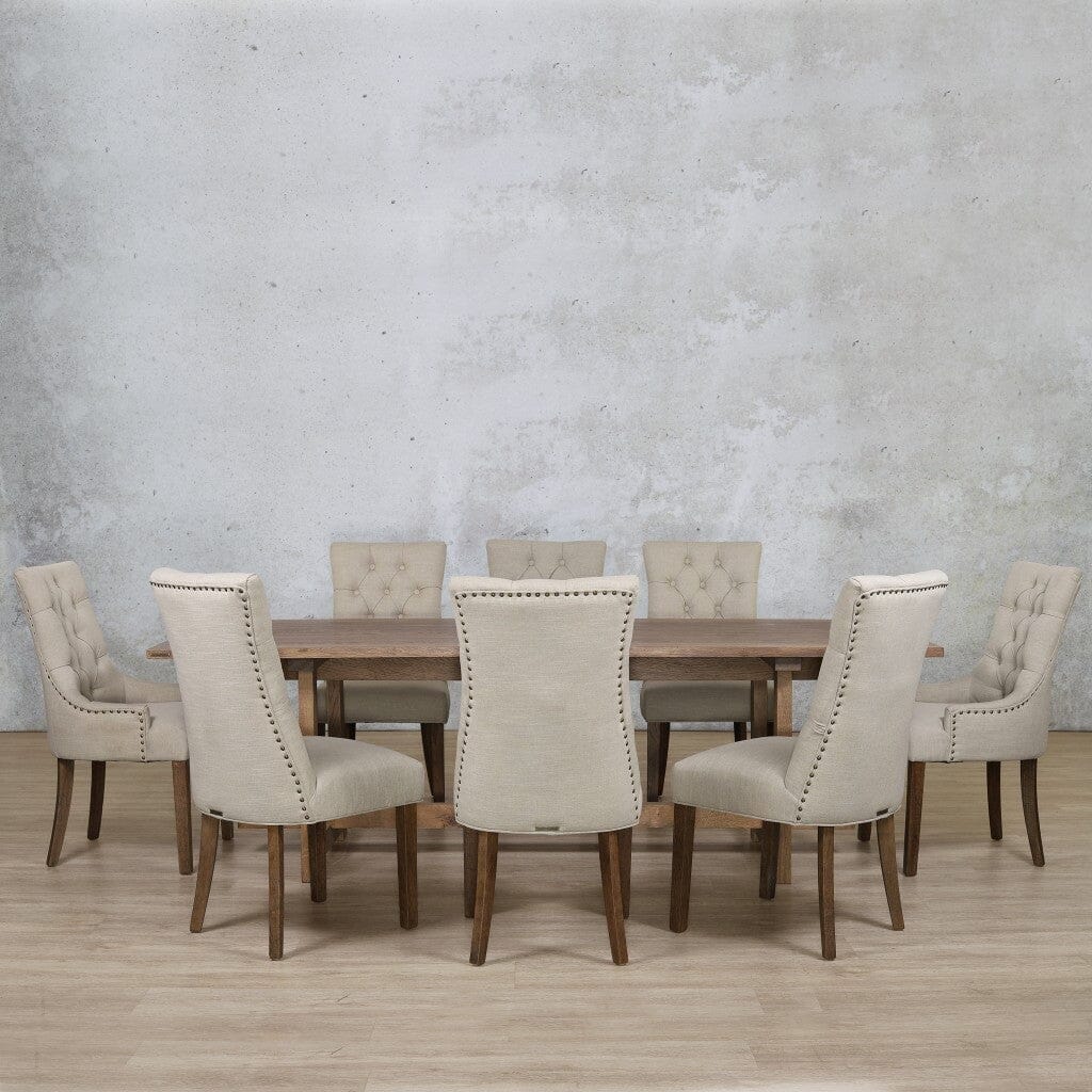 Bolton Wood Top & Duchess 8 Seater Dining Set Dining room set Leather Gallery 