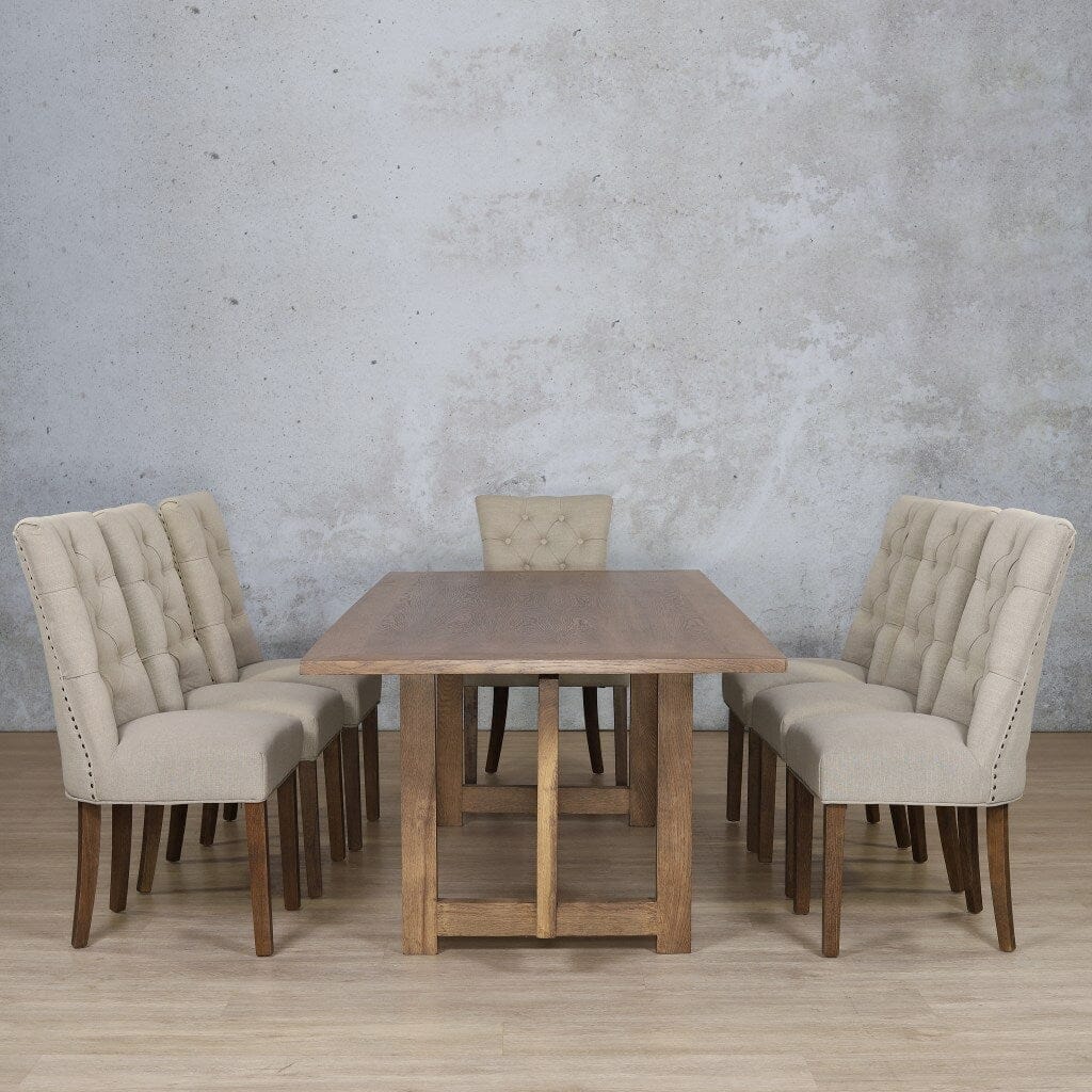 Bolton Wood Top & Duchess 8 Seater Dining Set Dining room set Leather Gallery 