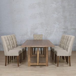 Bolton Wood Top & Duchess 8 Seater Dining Set Dining room set Leather Gallery 