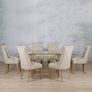 Bolton Glass Top & Duchess 6 Seater Dining Set Dining room set Leather Gallery 