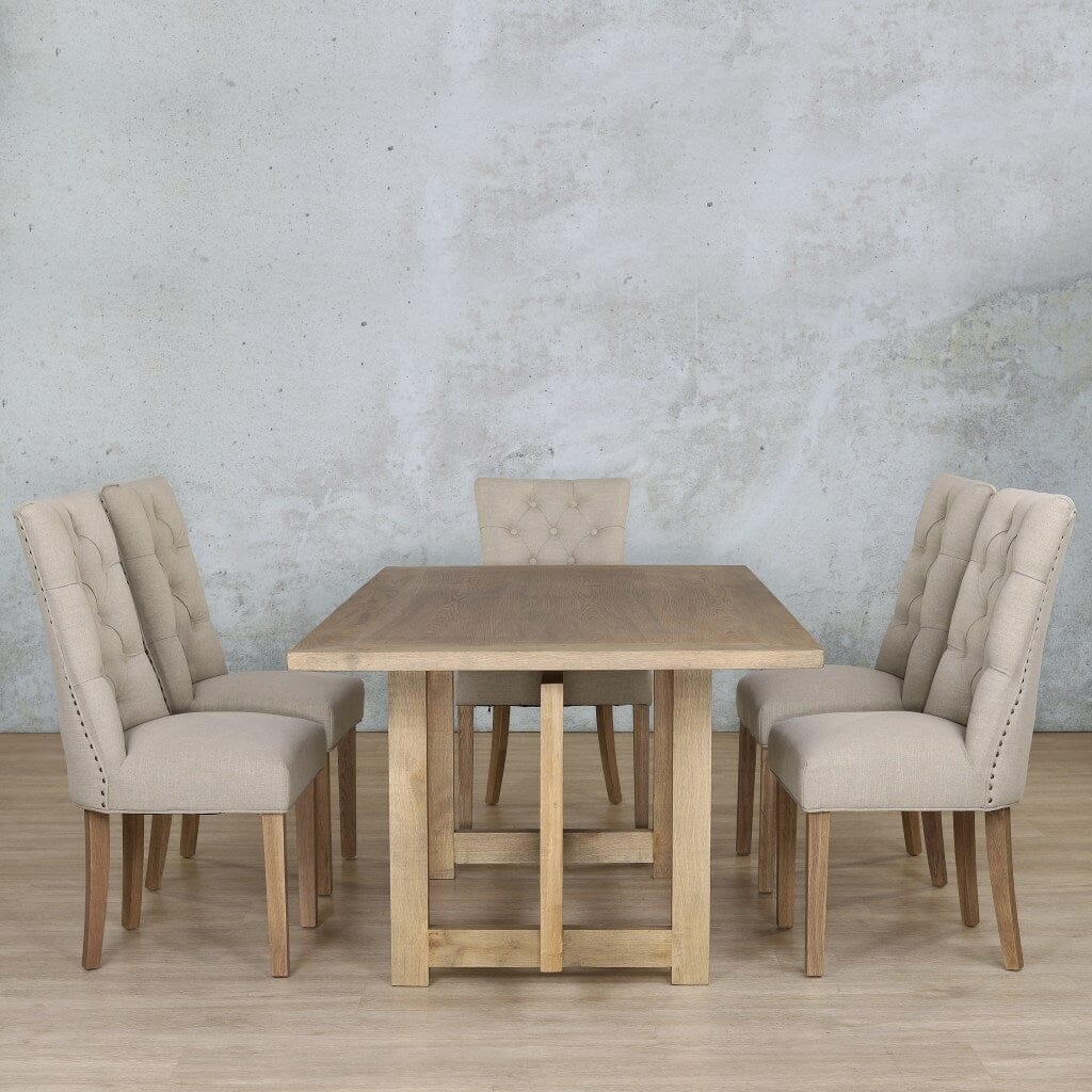 Bolton Wood Top & Duchess 6 Seater Dining Set Dining room set Leather Gallery 