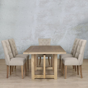Bolton Wood Top & Duchess 6 Seater Dining Set Dining room set Leather Gallery 