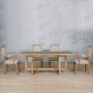 Bolton Wood Top & Duke 6 Seater Dining Set Dining room set Leather Gallery Antique Natural Oak 