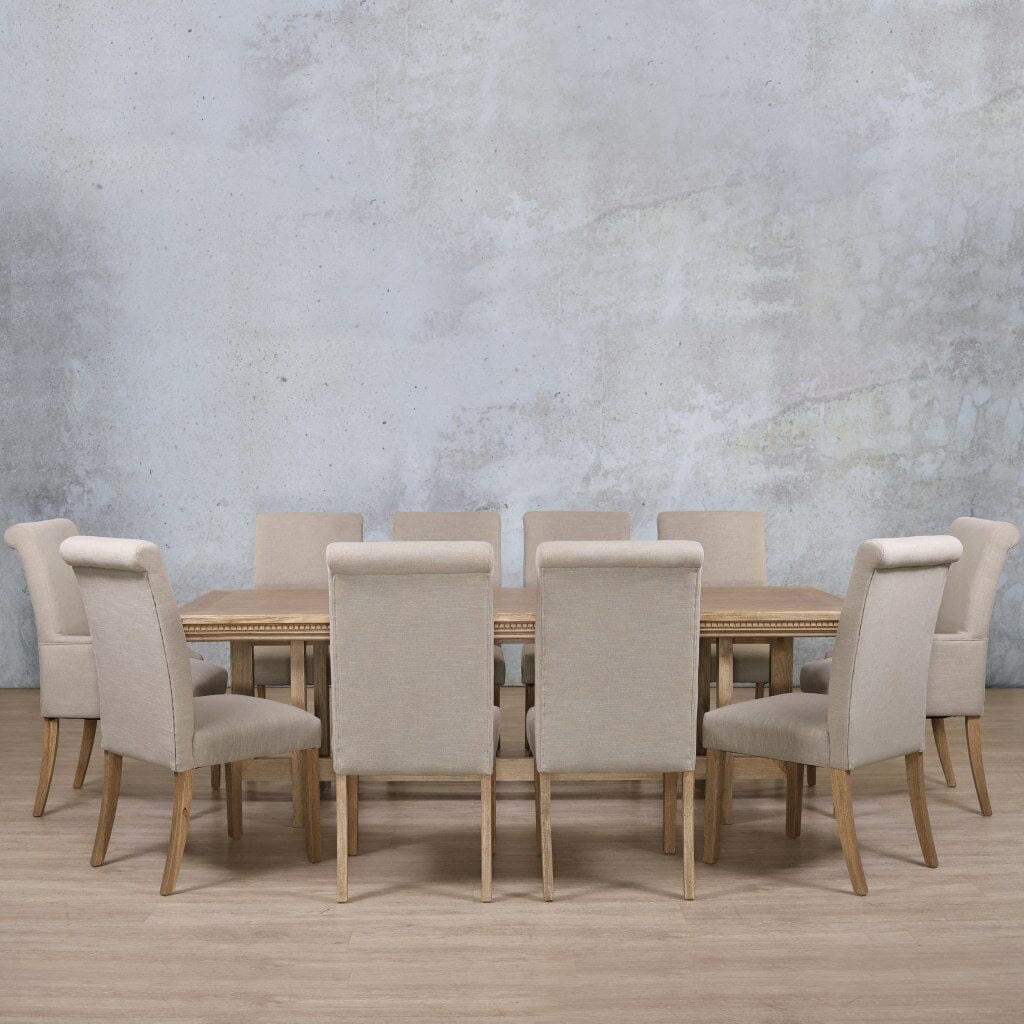 Bolton Fluted Wood Top & Baron 10 Seater Dining Set Dining room set Leather Gallery 