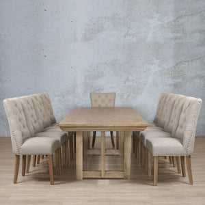 Bolton Fluted Wood & Duchess 10 Seater Dining Set Dining room set Leather Gallery 