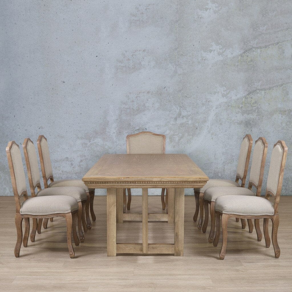 Bolton Fluted Wood Top & Duke 8 Seater Dining Set Dining room set Leather Gallery 