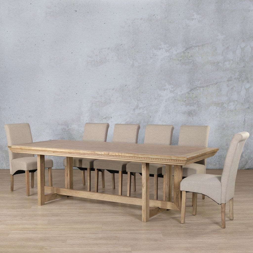 Bolton Fluted Wood Top & Windsor 10 Seater Dining Set Dining room set Leather Gallery 