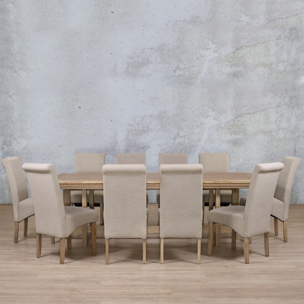 Bolton Fluted Wood Top & Windsor 10 Seater Dining Set Dining room set Leather Gallery 