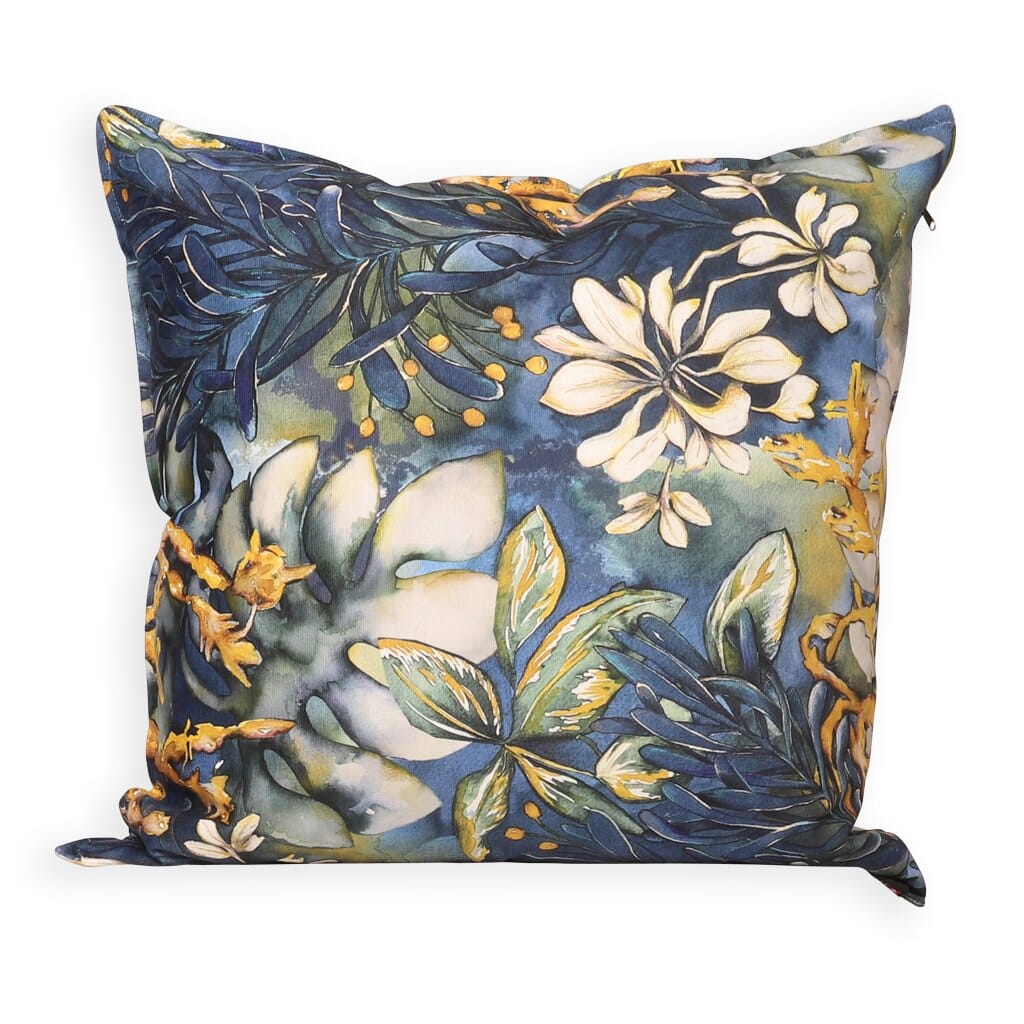 Botanica Blue Cushion Cushion Leather Gallery 