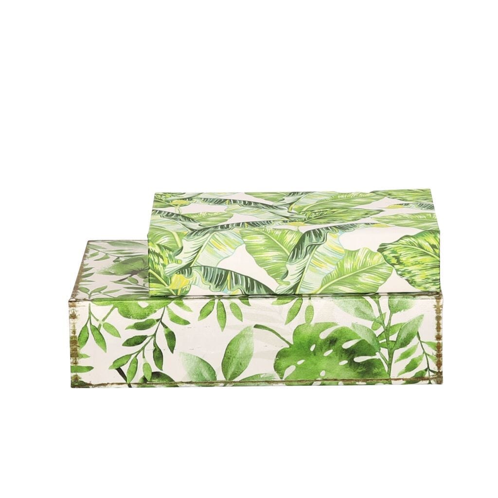 Botanical Green & White File Boxes - Set of 2 File Box Leather Gallery 