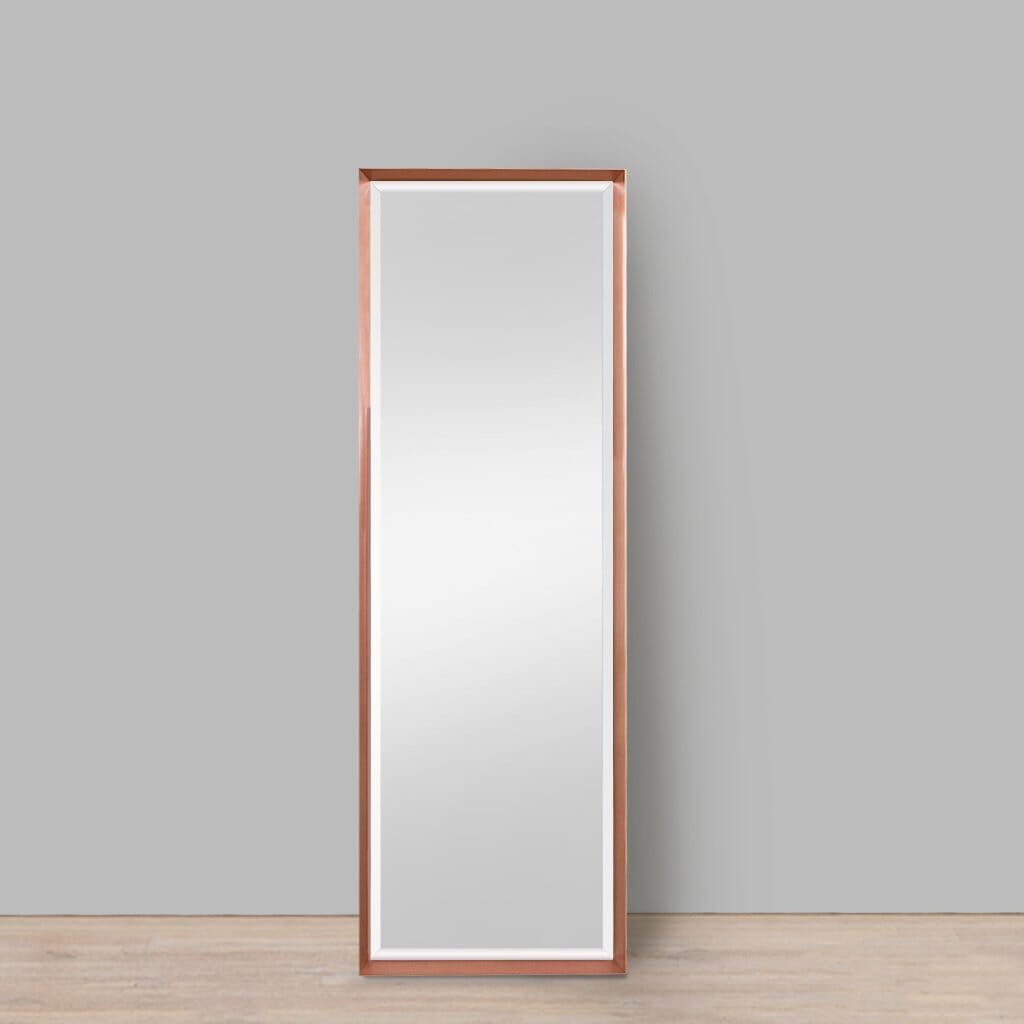 Nevada Beveled Aluminium Copper Wall Mirror 487 x 1554mm Mirror Leather Gallery 487 x 1554 mm Copper 