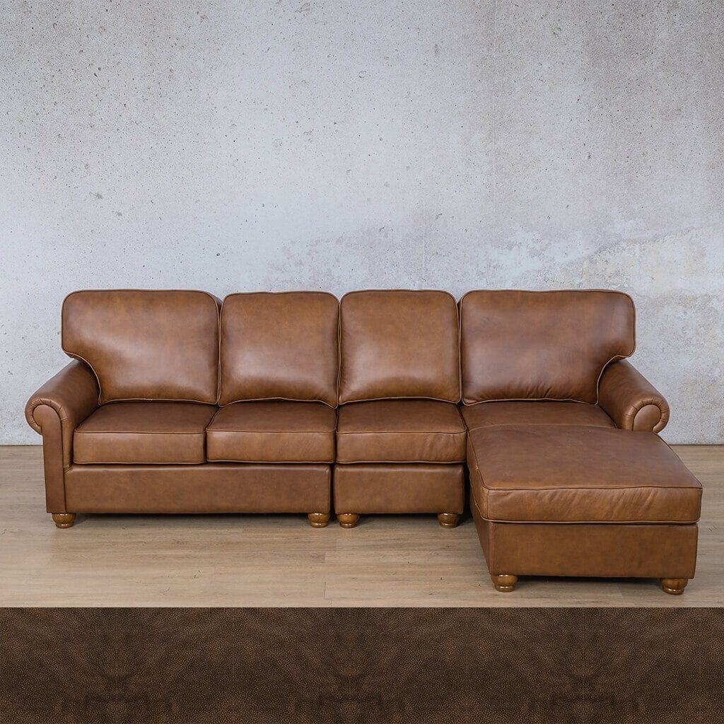 Salisbury Leather Sofa Chaise Modular Sectional - RHF Leather Sectional Leather Gallery 