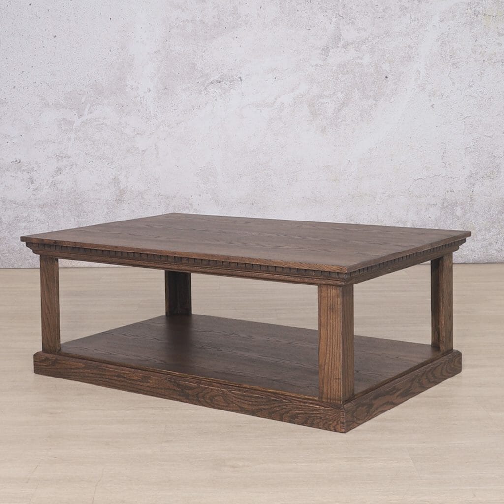 Charleston Coffee Table - 1200 - Antique Dark Oak Coffee Table Leather Gallery 