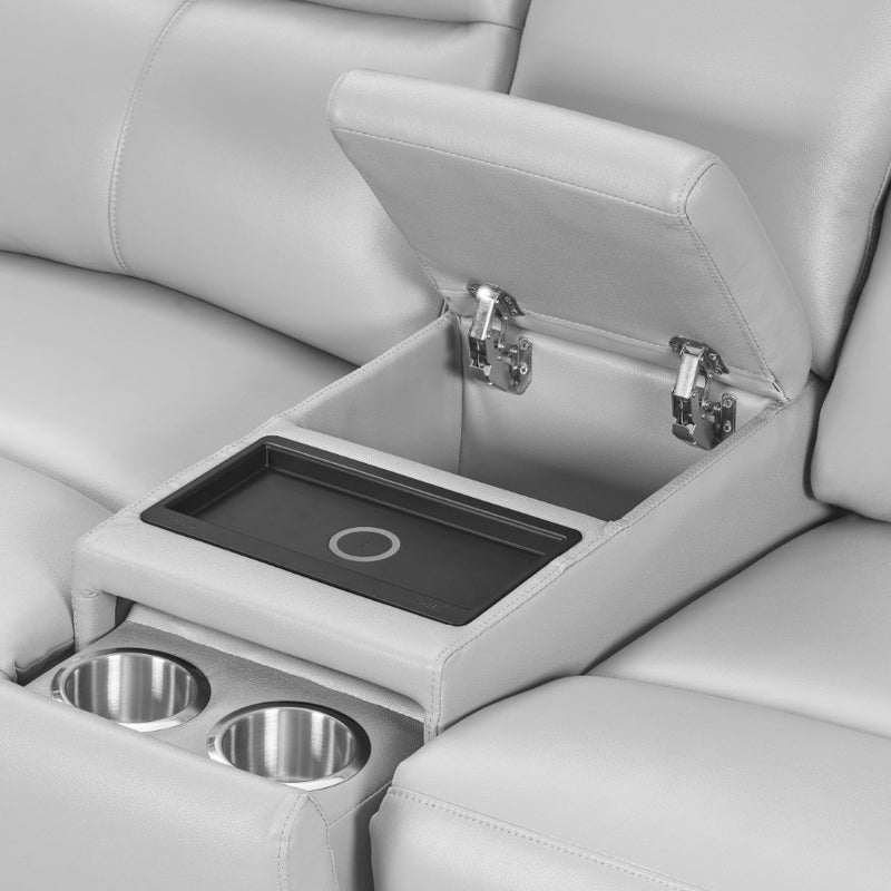 SMART HOME THEATRE CONSOLE WITH WIRELESS CHARGER & HIDDEN CUP HOLDERS
