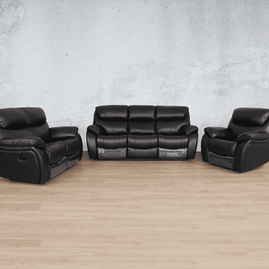 Cairo 3+2+1 Leather Recliner Suite Leather Recliner Leather Gallery Black 
