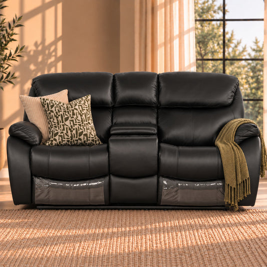 Cairo 2 Seater Leather Recliner Leather Recliner Leather Gallery black