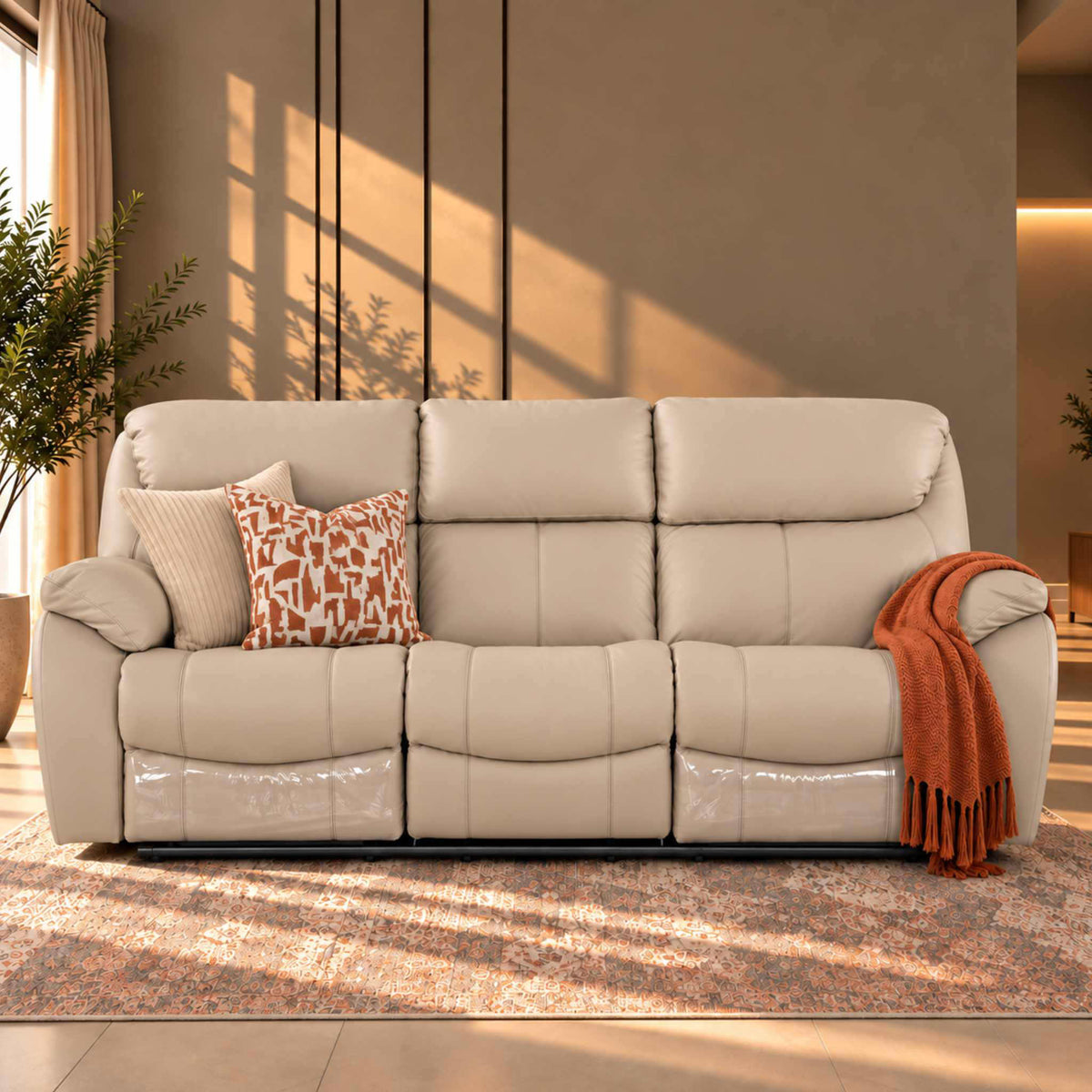 Cairo 3 Seater Leather Recliner Leather Recliner Leather Gallery Grey