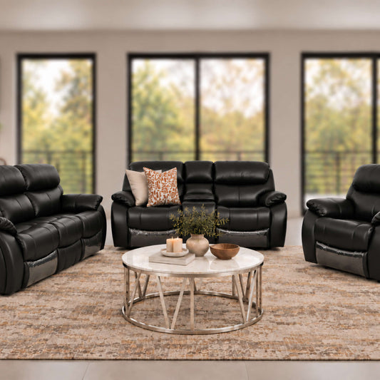 Cairo 3 + 2 + 1 Leather Recliner Home Theatre Suite - Leather Recliner-black