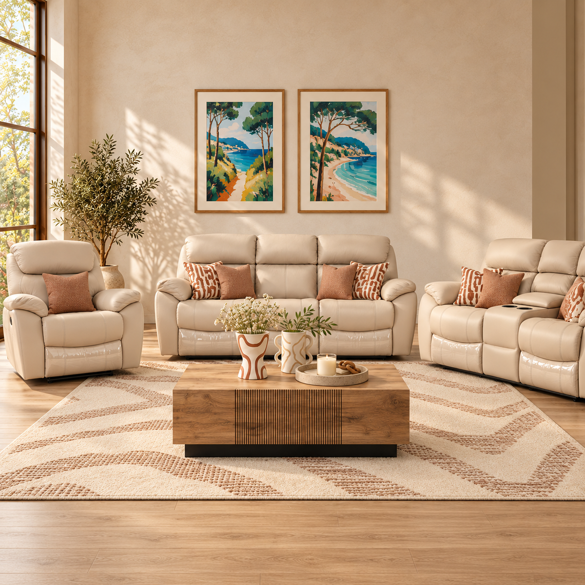 Cairo 3 + 2 + 1 Leather Recliner Home Theatre Suite - Leather Recliner-grey