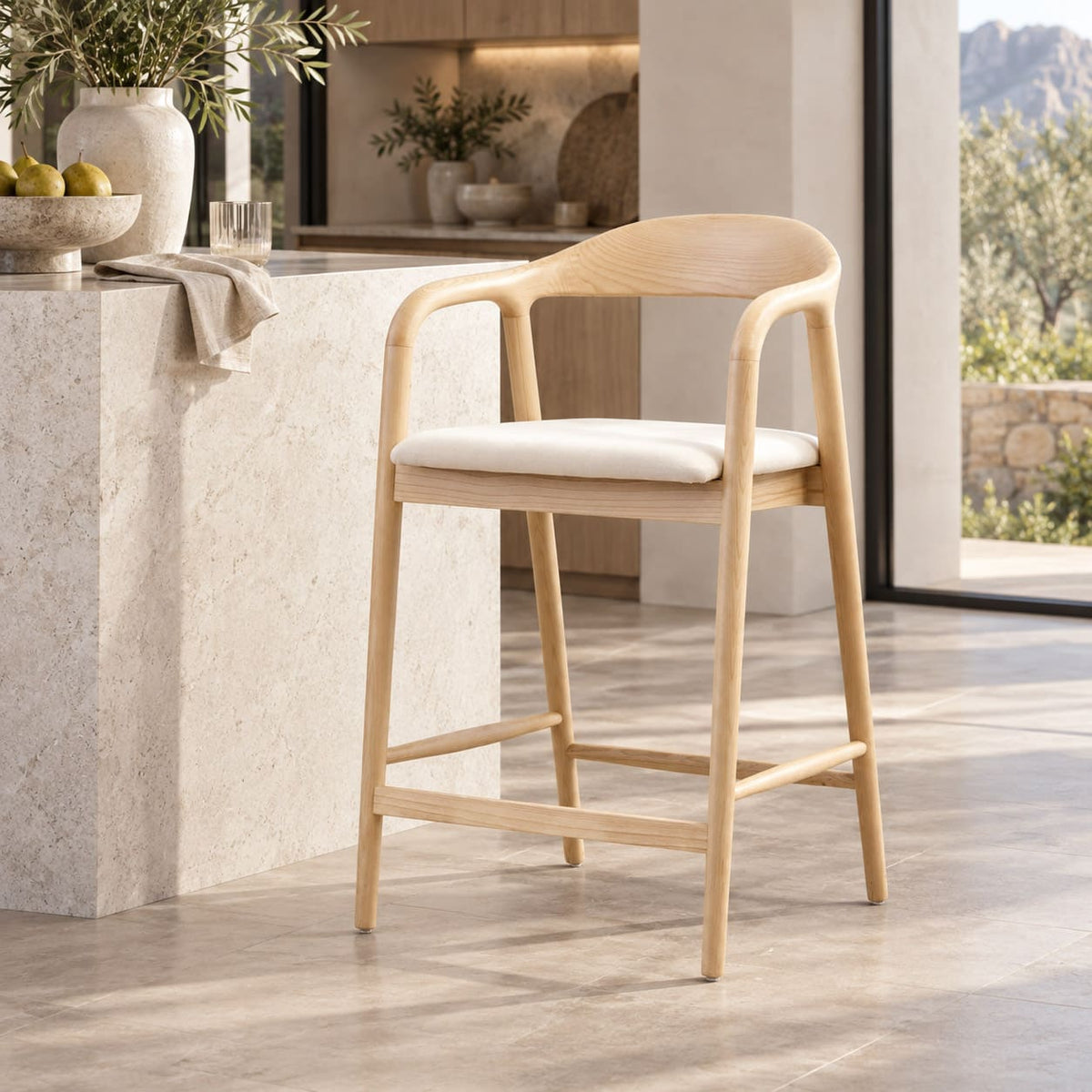 Calvin Bar Dining Chair - Leather Gallery - Natural