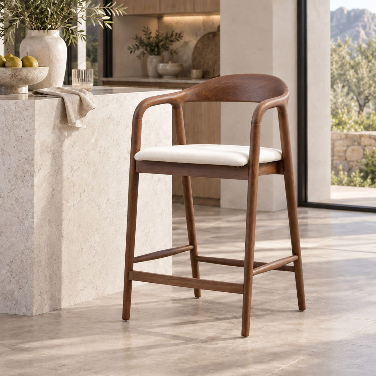 Calvin Bar Dining Chair - Leather Gallery - Walnut