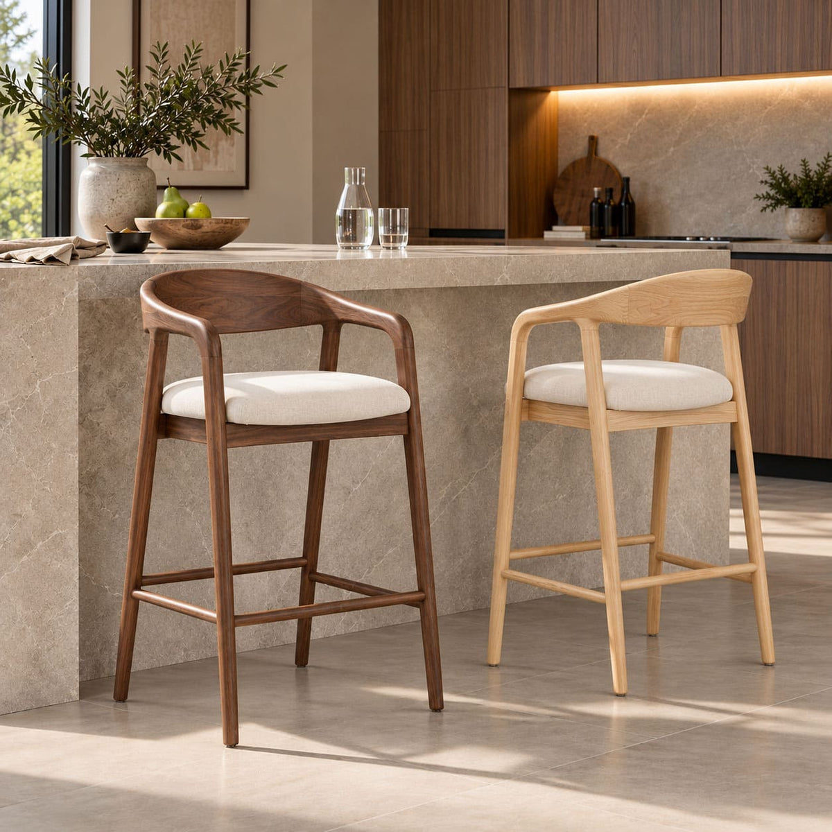 Calvin Bar Dining Chair - Leather Gallery - Natural