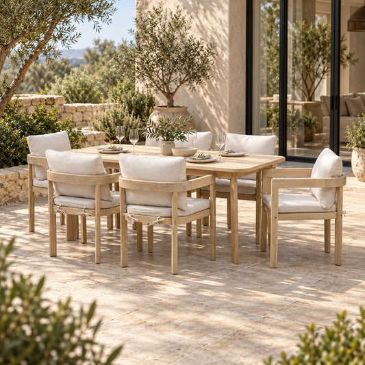 Carenero Natural Ash Frame Oatmeal Dining Set