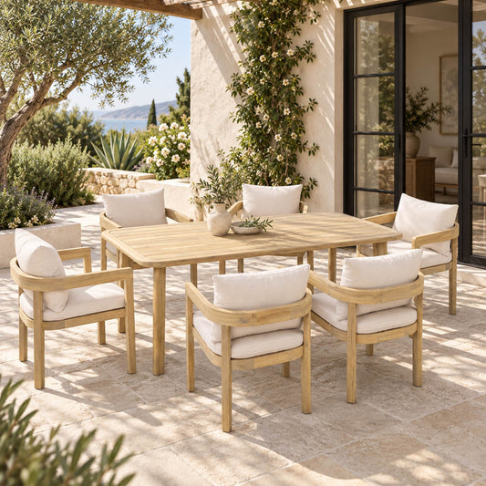 Carenero Natural Ash Frame Oatmeal Dining Set