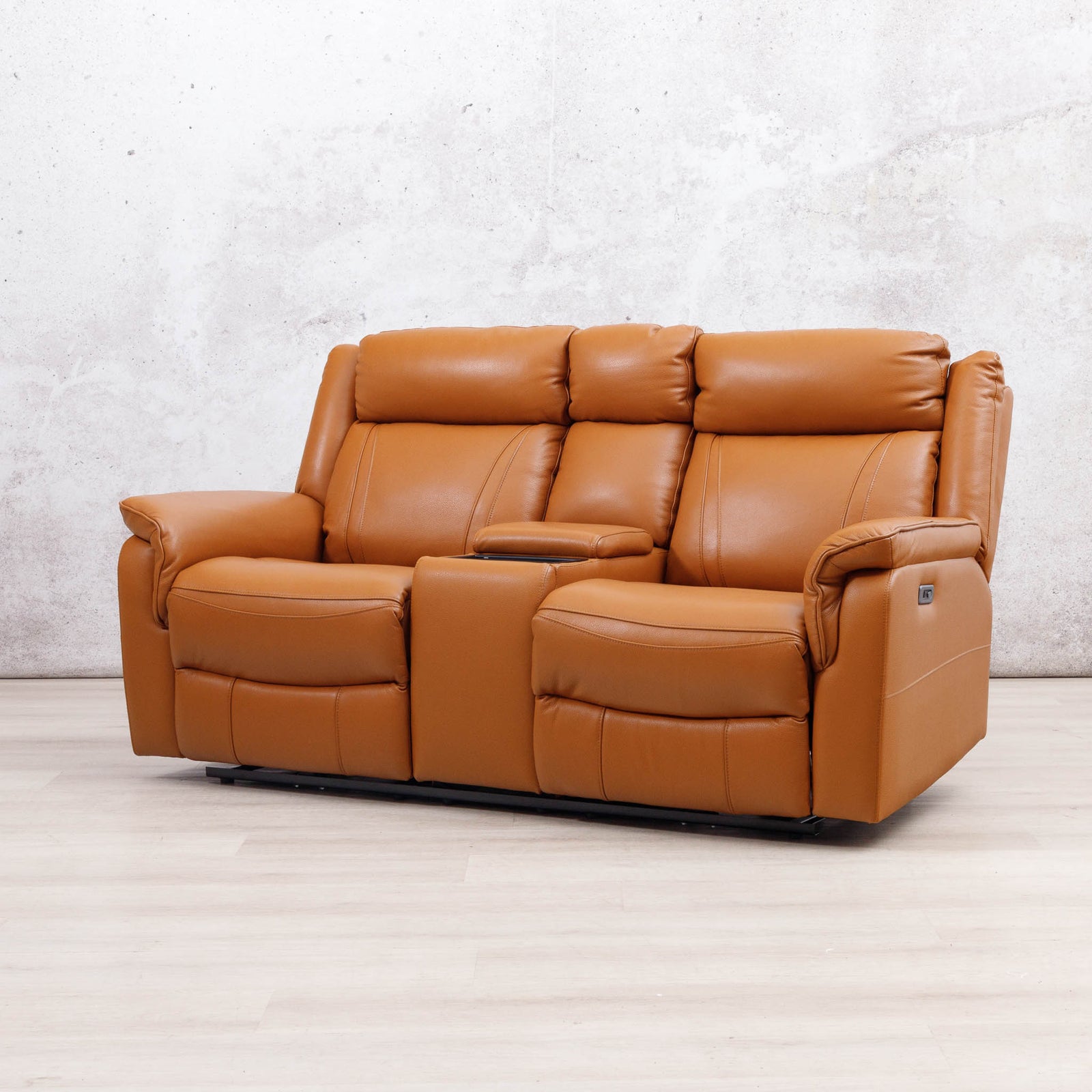 Carter 2 Seater Home Theatre Leather Recliner - Tan - Leather Recliner