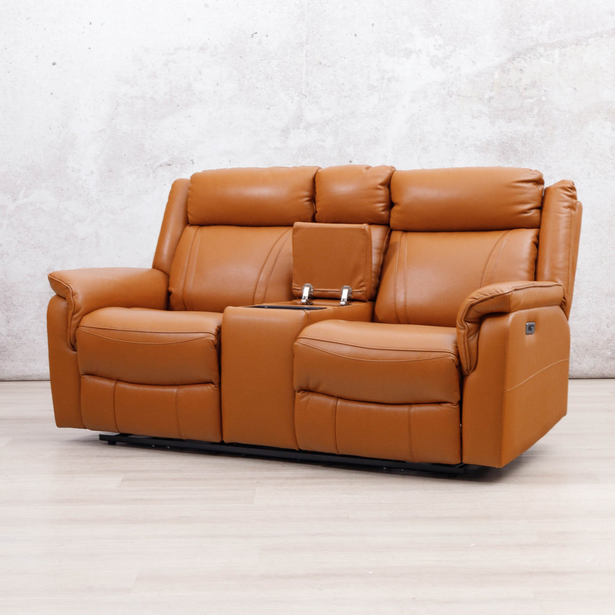 Carter 2 Seater Home Theatre Leather Recliner - Tan - Leather Recliner