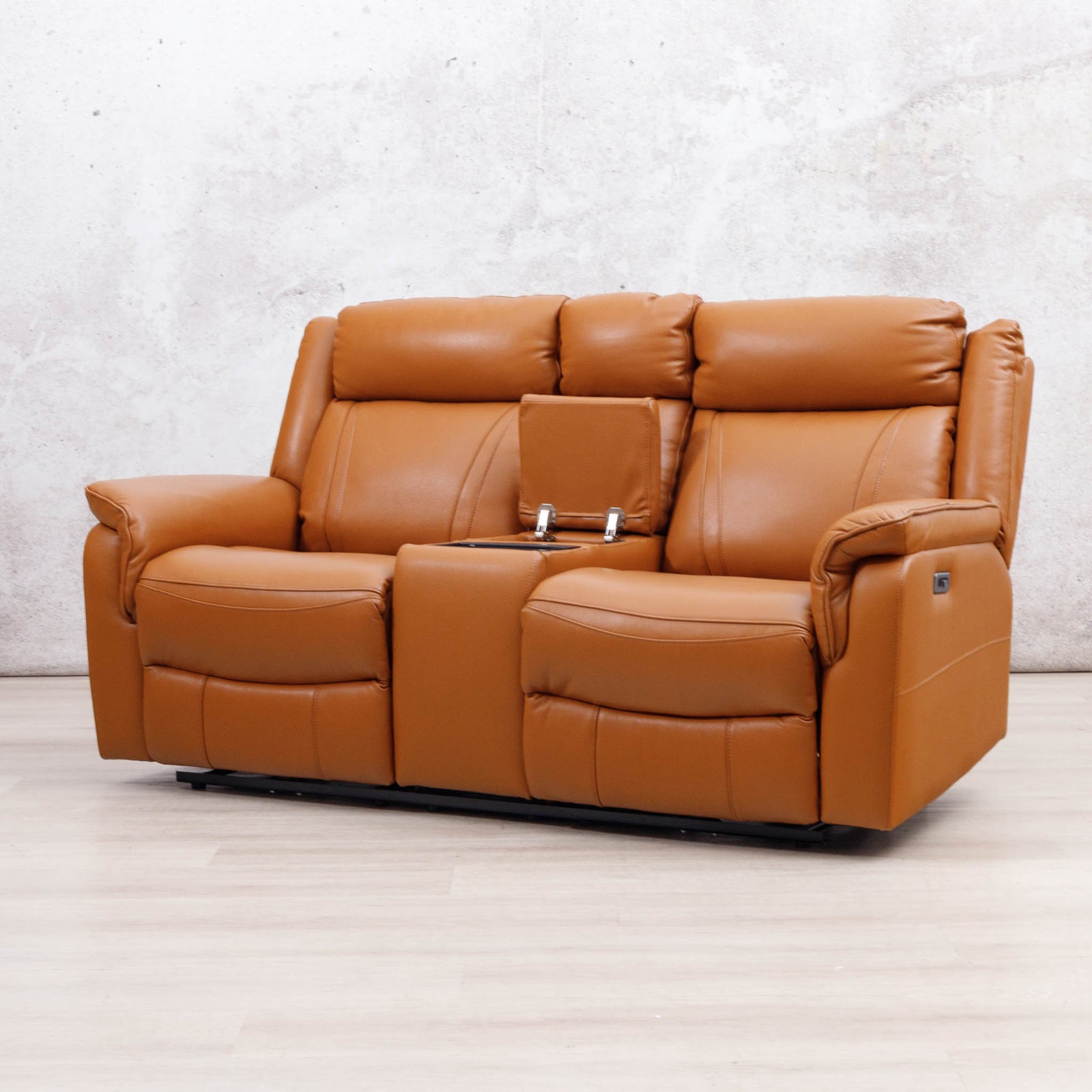 Carter 2 Seater Home Theatre Leather Recliner - Tan - Leather Recliner