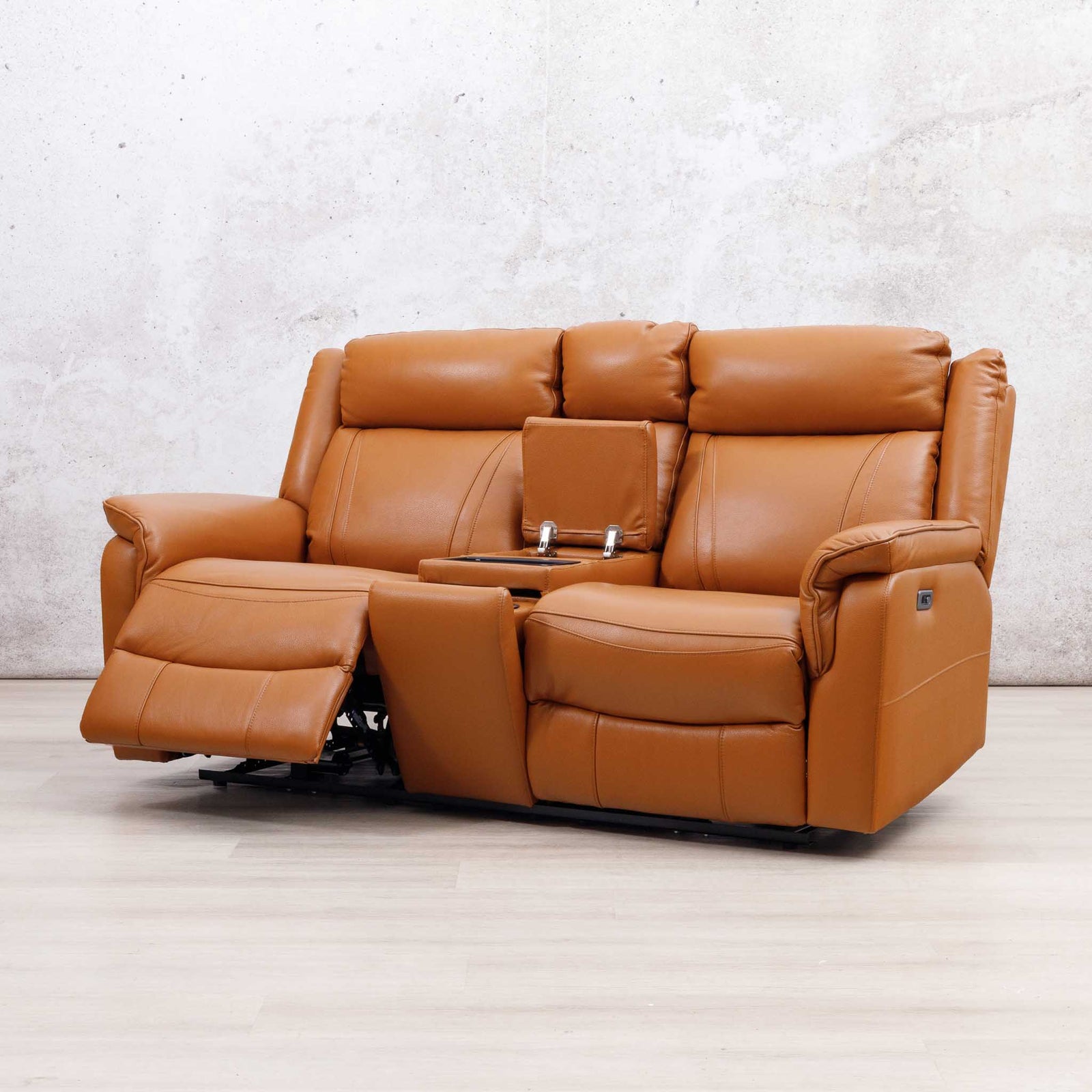 Carter 2 Seater Home Theatre Leather Recliner - Tan - Leather Recliner