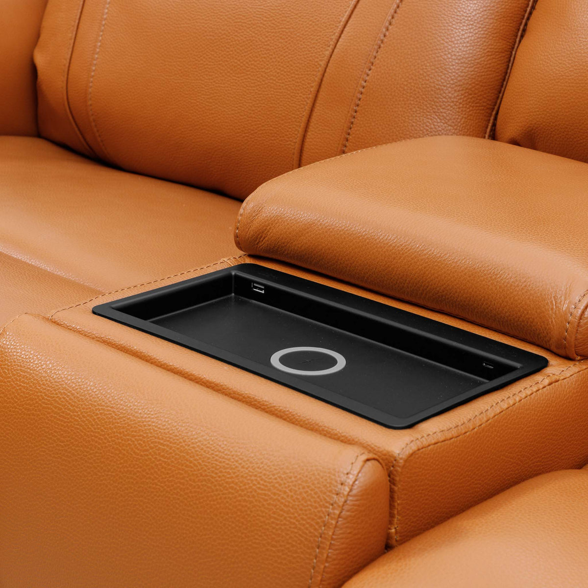 Carter 2 Seater Home Theatre Leather Recliner - Tan - Leather Recliner