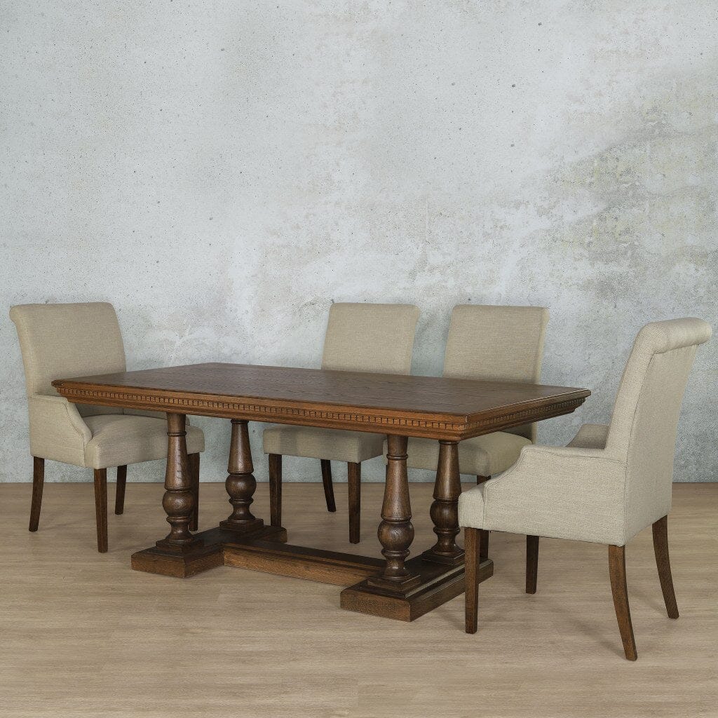 Charlotte Fluted Wood Top & Baron 6 Seater Dining Set Dining room set Leather Gallery 