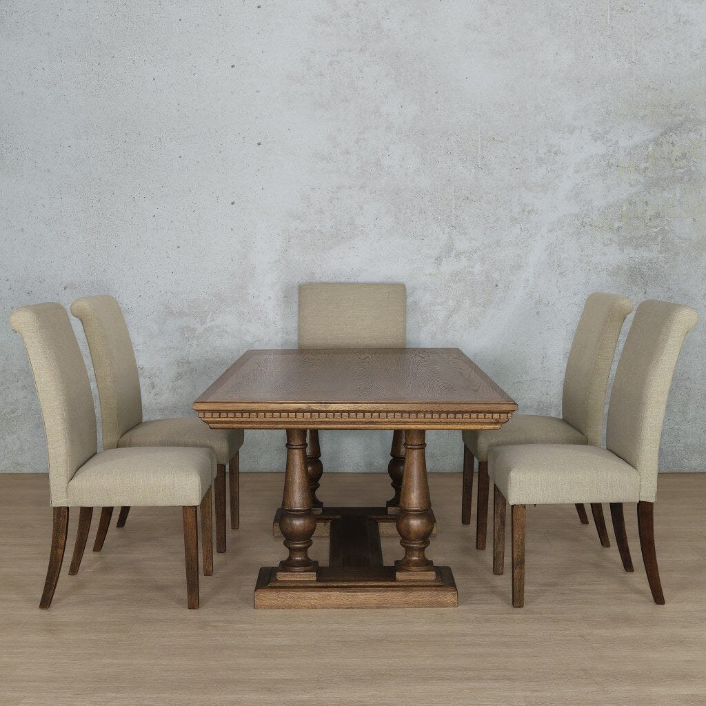 Charlotte Fluted Wood Top & Baron 6 Seater Dining Set