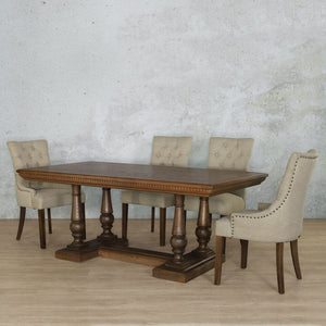 Charlotte Fluted Wood Top & Duchess 6 Seater Dining Set Dining room set Leather Gallery 