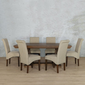 Charlotte Fluted Wood Top & Windsor 6 Seater Dining Set Dining room set Leather Gallery 