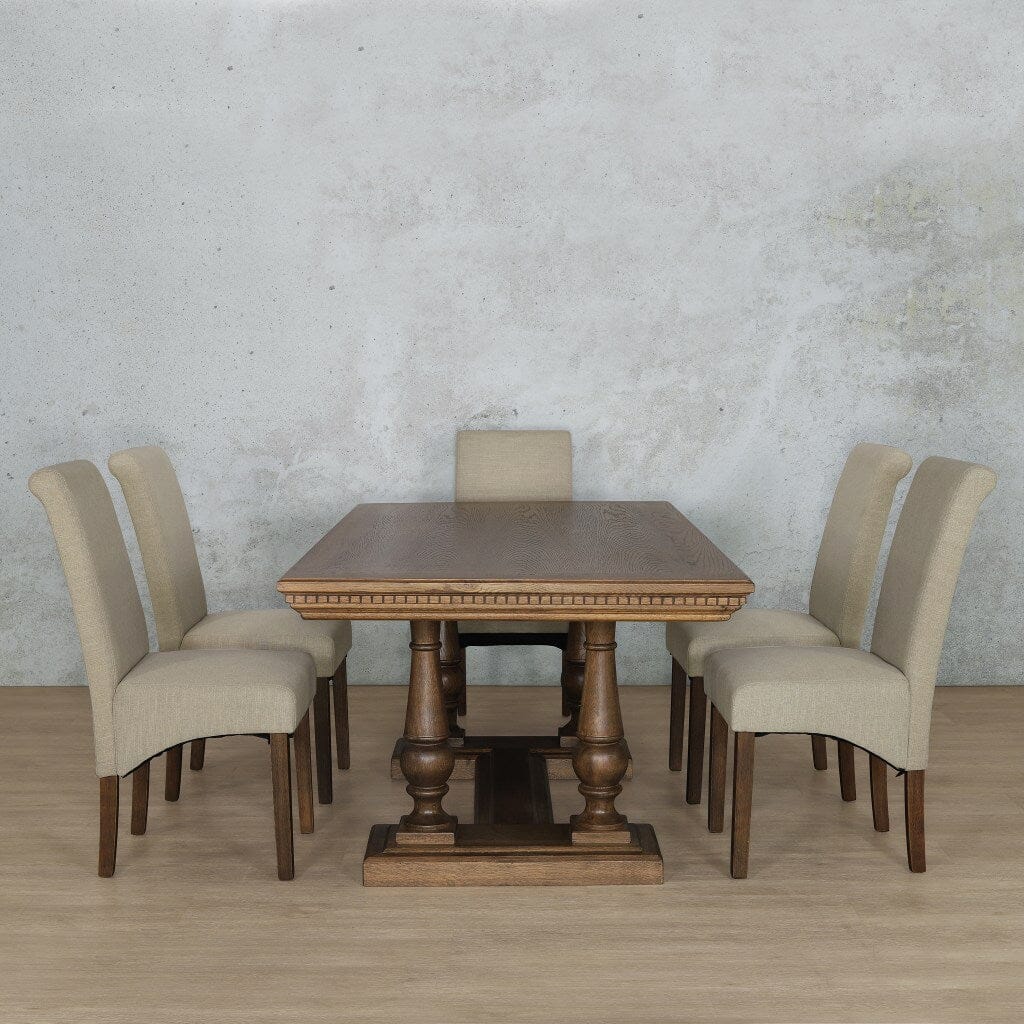 Charlotte Fluted Wood Top & Windsor 6 Seater Dining Set Dining room set Leather Gallery 