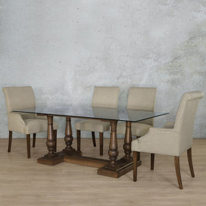 Charlotte Glass Top & Baron 6 Seater Dining Set Dining room set Leather Gallery 
