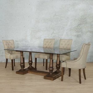Charlotte Glass Top & Duchess 6 Seater Dining Set Dining room set Leather Gallery 