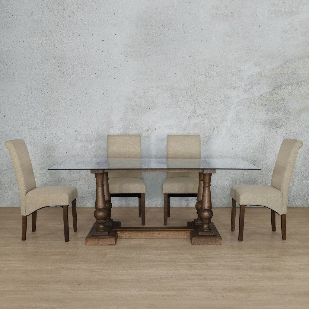 Charlotte Glass Top & Windsor 6 Seater Dining Set Dining room set Leather Gallery 