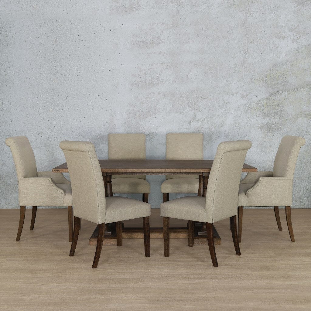 Charlotte Wood Top & Baron 6 Seater Dining Set Dining room set Leather Gallery 