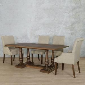 Charlotte Wood Top & Baron 6 Seater Dining Set Dining room set Leather Gallery 