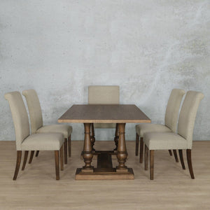 Charlotte Wood Top & Baron 6 Seater Dining Set Dining room set Leather Gallery 