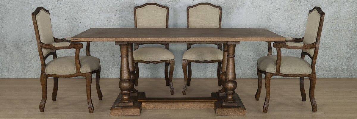 Charlotte Wood Top &amp; Duke 6 Seater Dining Set Dining room set Leather Gallery 